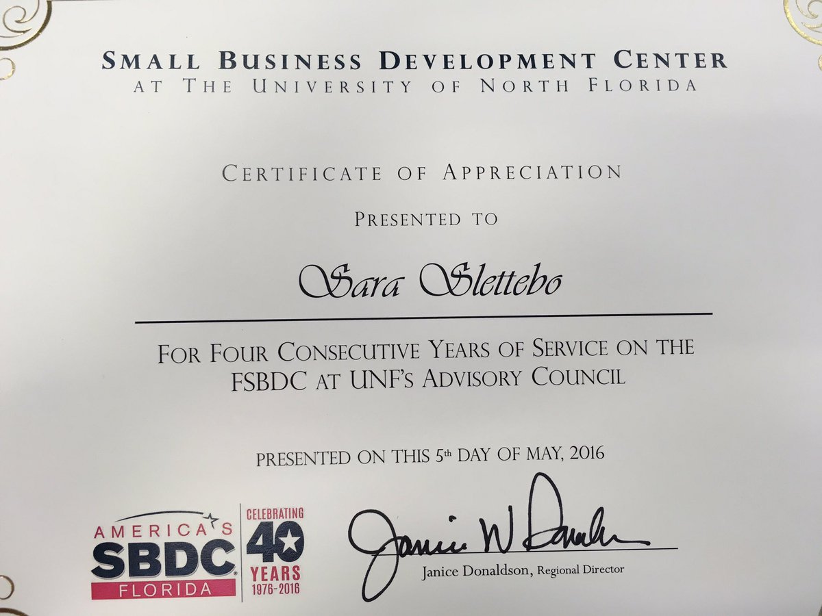 SaraSlettebo's tweet photo. It's been an amazing four years as an Advisory Council member @SBDCatUNF.  Thank you for the wonderful opportunity! https://t.co/pPtb1UWpp9