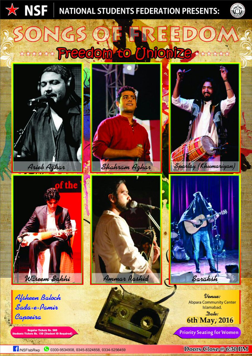 AmmarRashidT's tweet photo. Will be performing in Islamabad tomorrow alongside a great lineup at NSF's Songs of Freedom 2016. Join us! https://t.co/TgEdTjP27q