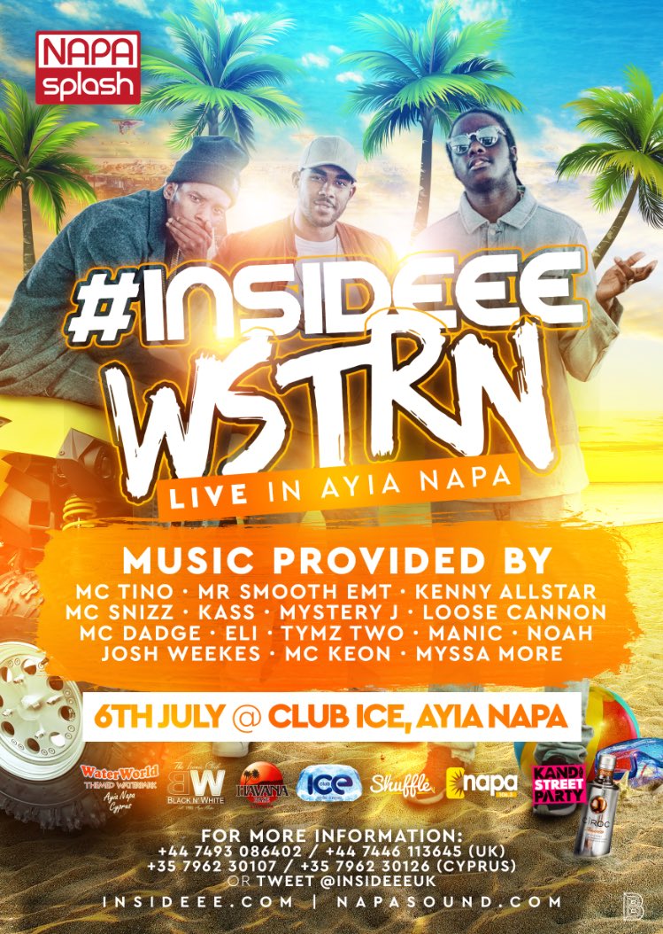 INSIDEEEUK's tweet photo. #AyiaNapa2016 with @INSIDEEEUK looks like this! 

06/07 - @WSTRNmusic 
13/07 - @Sneakbo 
20/07 - @officialgiggs 

RT https://t.co/Wm8XdfWv0L