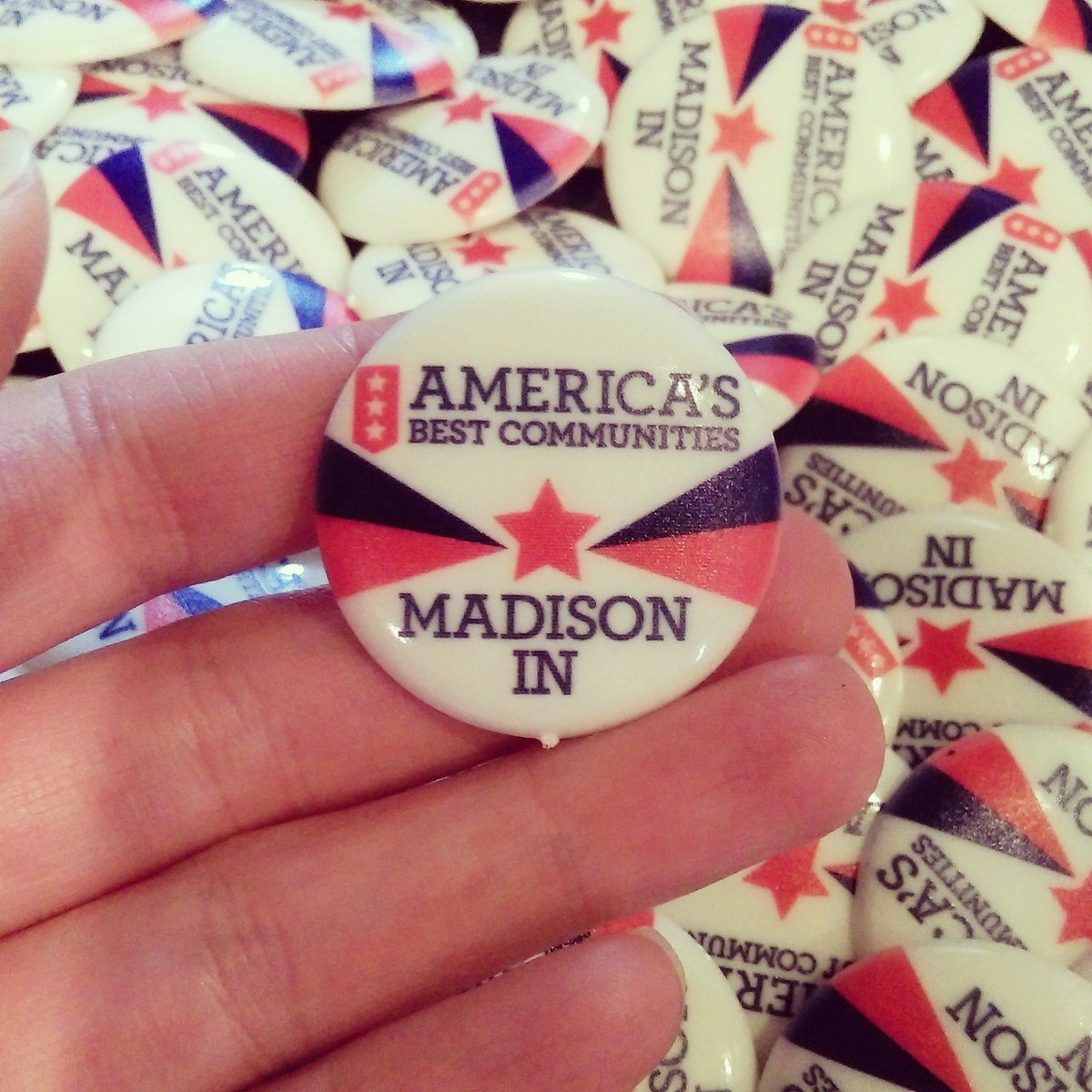 iMadisonChamber's tweet photo. Madison is @ABCommunities Shout out to @RoyerCorp for making these amazing pins! #ABCMadison https://t.co/Z4osHVFeOL