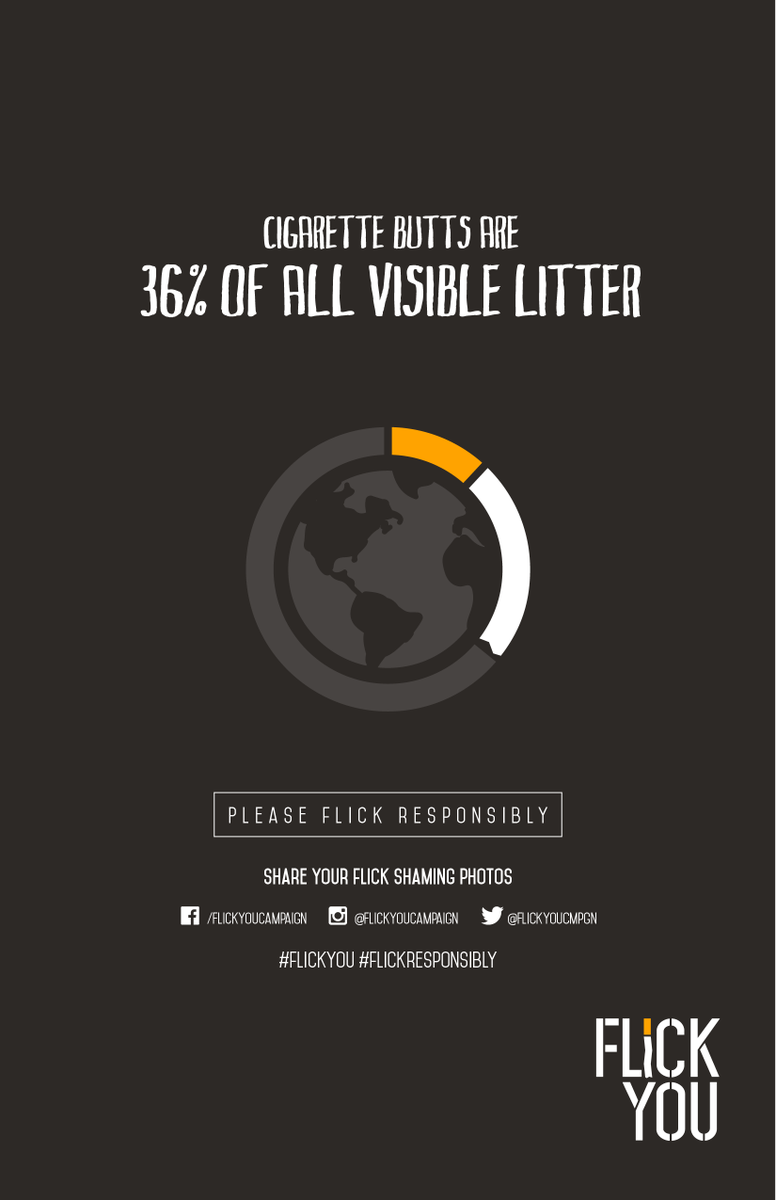 flickyoucmpgn's tweet photo. Cigarette butts are 36% of all visible litter #FlickYou #FlickResponsibly https://t.co/m2rQiJkTit