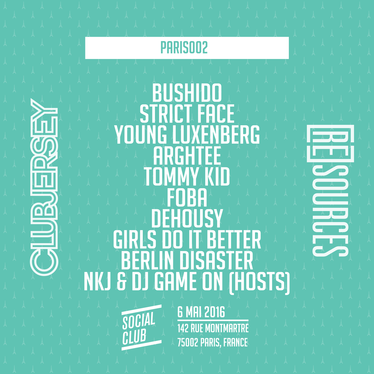 CLUBJERSEYLABEL's tweet photo. #PARIS002
---
9 DJS + 2 HOSTS
11PM - 6AM
PARIS SOCIAL CLUB
---
https://t.co/ca9BJCX9qE https://t.co/GxfZJUxEUN