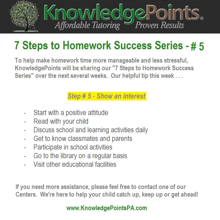 KnowledgePoints's tweet image. Check out Step 5 of our 7 Steps to Homework Success Series and help your children do their best in school.