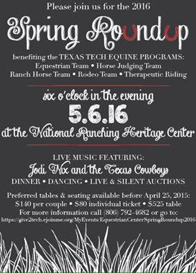 TexasTechRodeo's tweet photo. Come join us for a lovely West Texas evening under the stars dancing to the melodies of Jody Nix. #springroundup https://t.co/o5jjkeBPdO