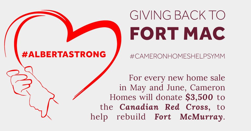 CameronHomes's tweet photo. Cameron Homes extends our hearts and hands to our neighbors in #YMM #CameronHomesHelpsYMM #YMMfire #AlbertaStrong https://t.co/noU3qkmCNW