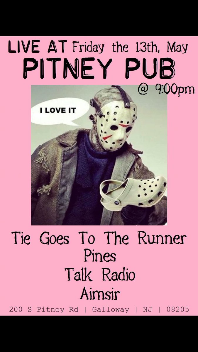 TieGoesNJ's tweet photo. FREE show next Friday with awesome acts including @Pinesnj @TalkRadioNJ and #aimsir https://t.co/NK5GLV75tY