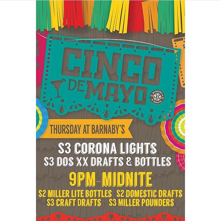 wcscene's tweet photo. Don't miss #CincoDeMayo Celebrations at @BarnabysWC ! ππΉ #WCU #cincodedrinko #wcscene https://t.co/qhFee0rNg2