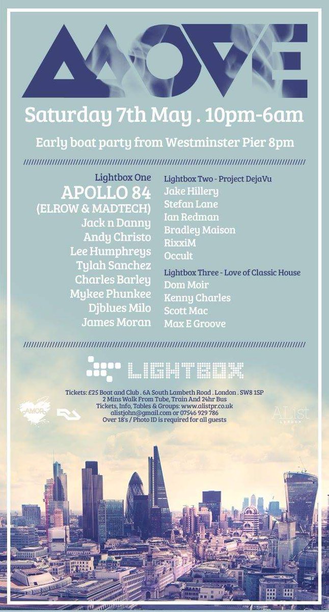 Great upcoming event. Join us on the #BoatParty. We departing at 8pm tomorrow from Westminster Pier! #London #boat