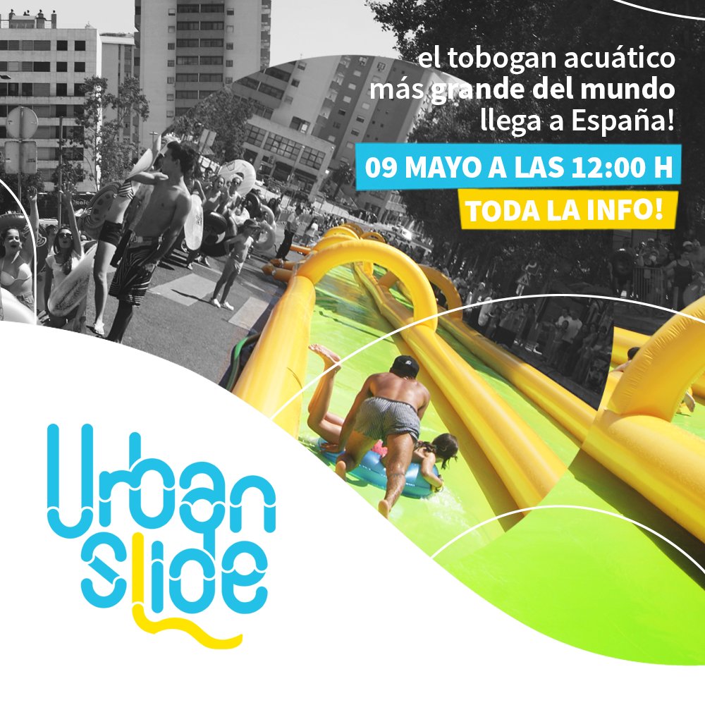 Pastaglassbu's tweet photo. ¡ATENCIÓN!
El TOBOGÁN ACUÁTICO urbano más grande del MUNDO ya esta aquí!
URBAN SLIDE SPAIN
9 Mayo a las 12h + info https://t.co/oyYW8j4b4e