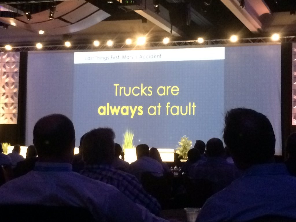 natinclaims's tweet photo. Trucks always at fault in todays world re:crashes. Guilty until proven innocent #ccc2016 #autoclaims #cccconference https://t.co/EidappBatz