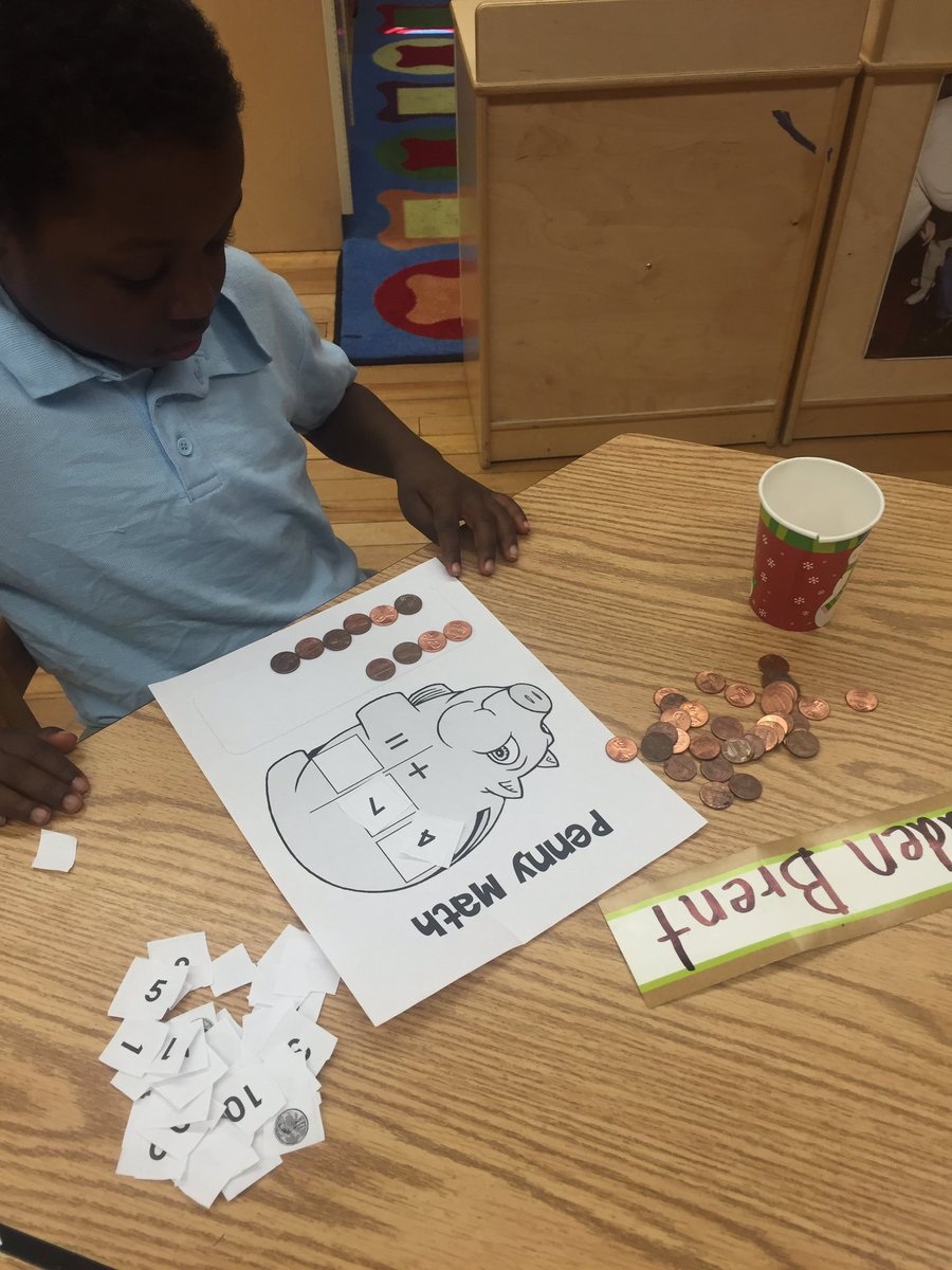 Math in pre-k. Addition using money! #preK #HeadStart <a href="/TiltonSTEM/">Tilton Elementary</a>