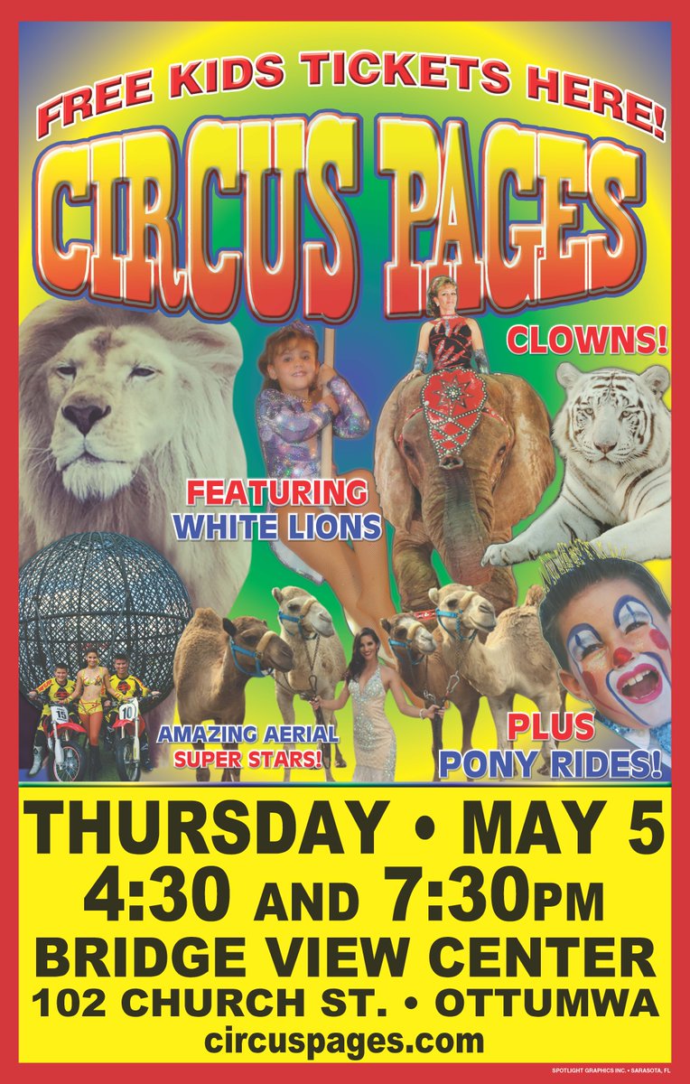 It's Circus Day two show 4:30 and 7:30pm, two free kids tickets with adult purchase #circus@BridgeViewCtr