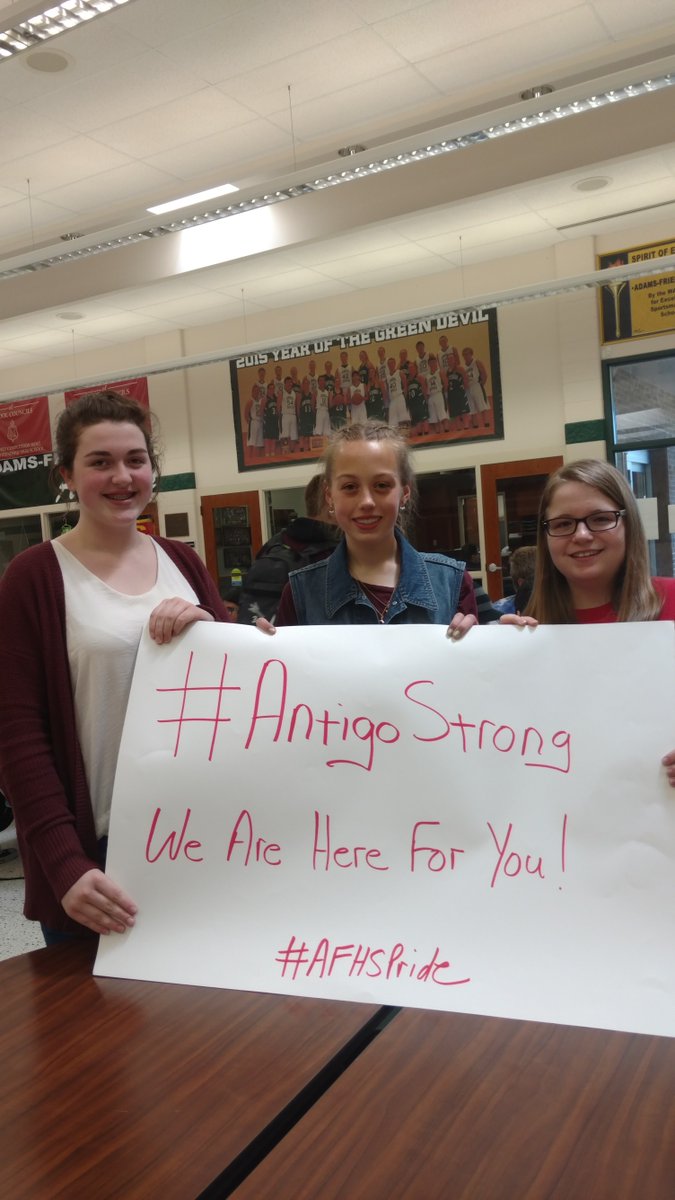 kotlowski_t's tweet photo. Your friends at AFHS are honoring you all day! #AntigoStrong #AFHSPride #AFHSGreenDevilPride https://t.co/WKrZsdVGn6