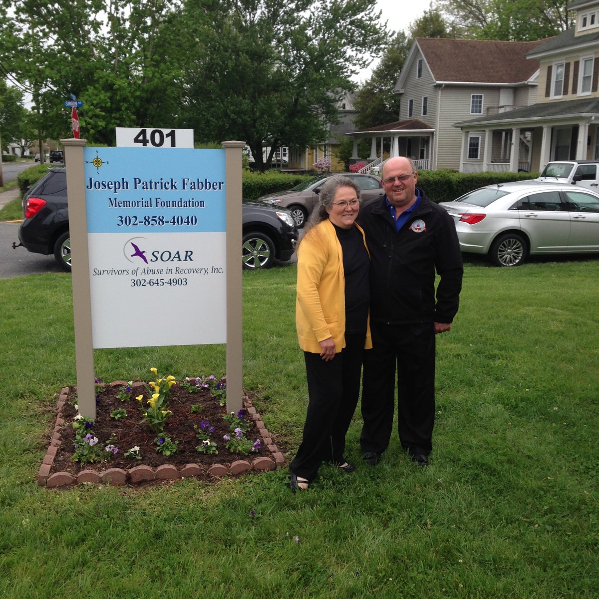 Georgetowndel's tweet photo. Mayor West and Vinnie Fabber celebrate the opening of the Joseph Patrick Fabber Memorial Foundation-401 N Bedford St https://t.co/ePZ1Y6L01e