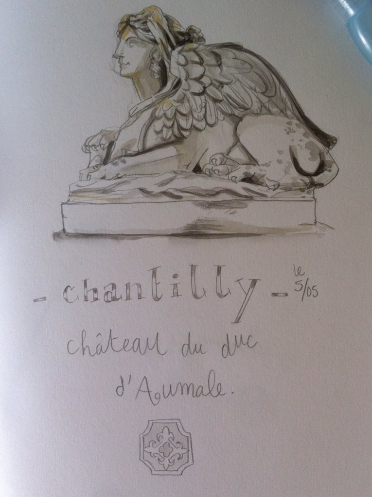 GraphisteRoxane's tweet photo. Croquis au château de Chantilly cc @chantillydomain #croquis #watercolor #statue #chateau #aquarelle #sketchbook https://t.co/siZD6cOTBl
