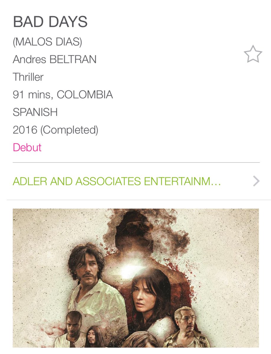 Vital que el cine colombiano se vea aquí y viaje. #MalosDías ya tiene asegurado Agente de Ventas y estará en Cannes!