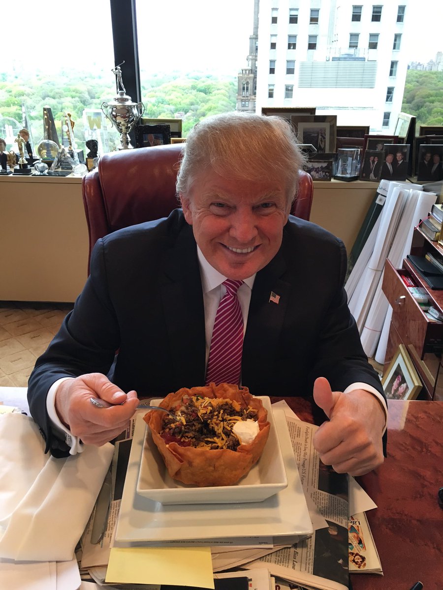 Happy #CincoDeMayo! The best taco bowls are made in Trump Tower Grill. I love Hispanics! facebook.com/DonaldTrump/po…