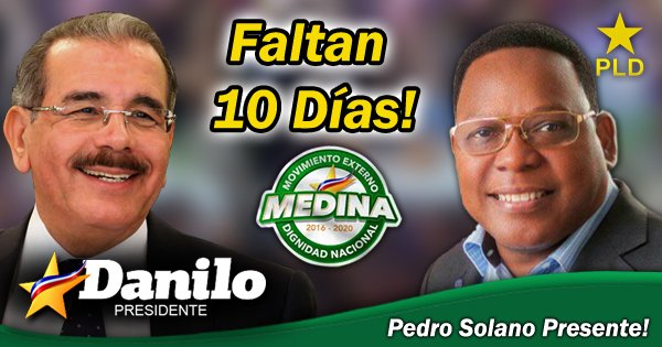 DignidadNacio16's tweet photo. Sólo faltan 10 días! #DaniloPresidente #MasDanilo #SolanoPresente #VamosPorM4s https://t.co/K3X7dwGcES