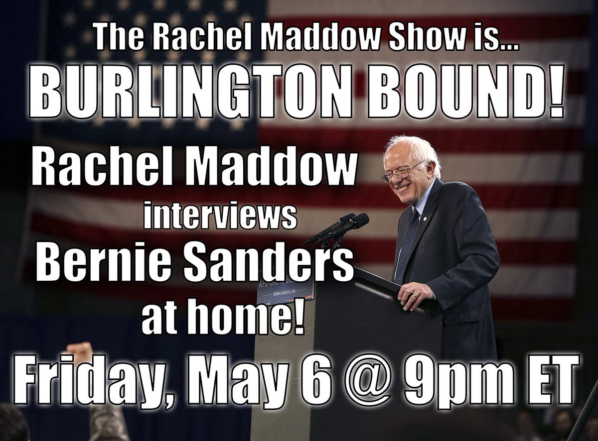 MaddowBlog's tweet photo. After tonight's show, we're heading up north...
#Maddow https://t.co/9sKRiovUxo