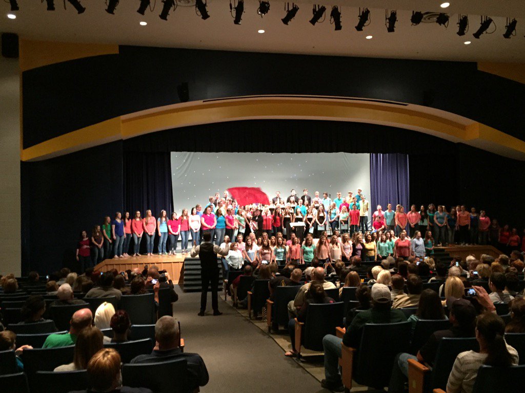 AkionaNat's tweet photo. Final song for choir concert - "One Day More" w/ mass choir!  Great job - complete with battle flag.#dubvision2015 https://t.co/IDMEwM61ib