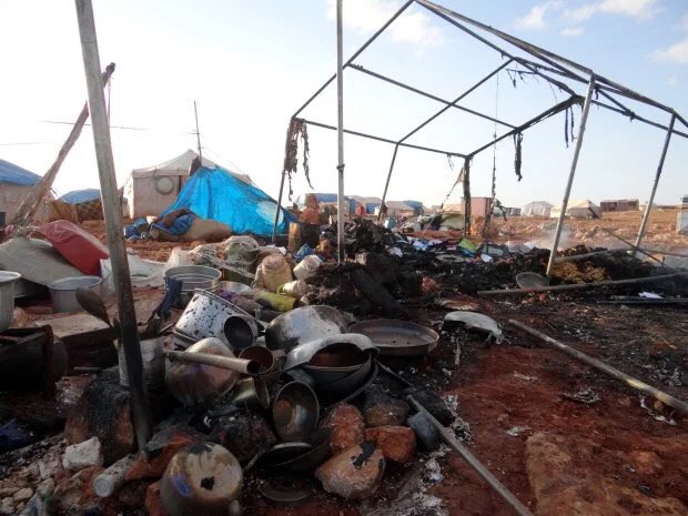 ValerioDeC's tweet photo. Airstrike on Syrian refugee camp near the Turkish border killed dozens. People flee the war, but the war chases them https://t.co/60MLIIZZzW