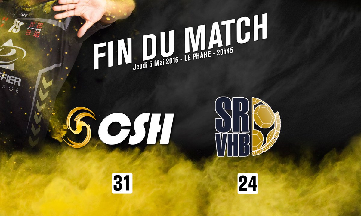 TeamChambe's tweet photo. VICTOIRE !!! Les Chambériens s’imposent face au @SRVHB 31 à 24 et confortent leur 5ème place ! #CSHSRVHB #J23D1 https://t.co/aJGdENNGDw