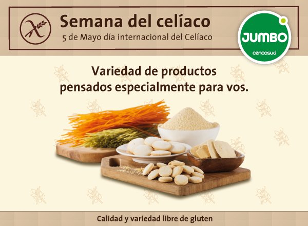 JumboArg's tweet photo. ¡Hoy es el Día Internacional del Celíaco! Mirá los productos seleccionados en https://t.co/igPAWbtyPP https://t.co/QkzeYCujq0