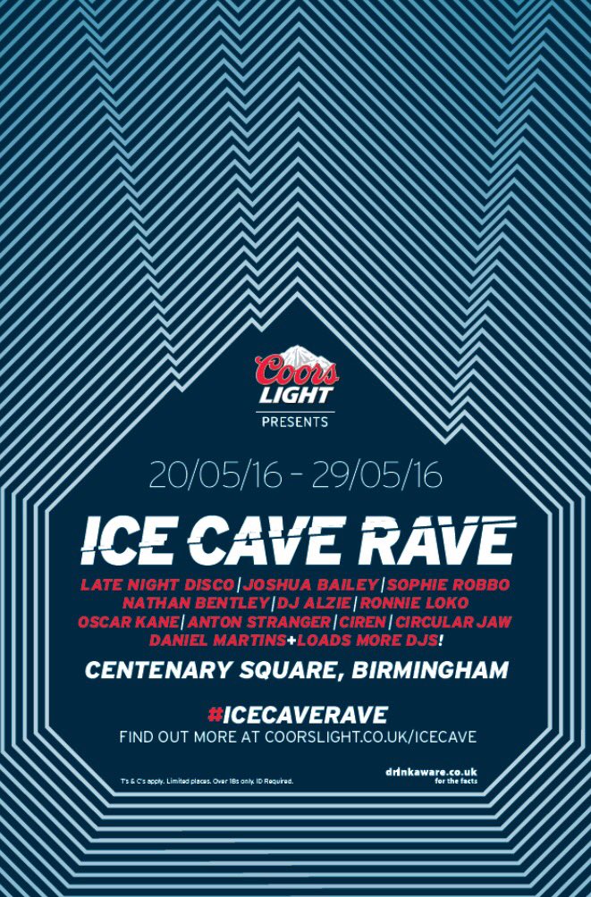 CirenMusic's tweet photo. Excited to announce we're back at the @coorslightuk ice bar again in Birmingham this time with @Mixmag. Big one ▫️◼️ https://t.co/wXIq07QYaq