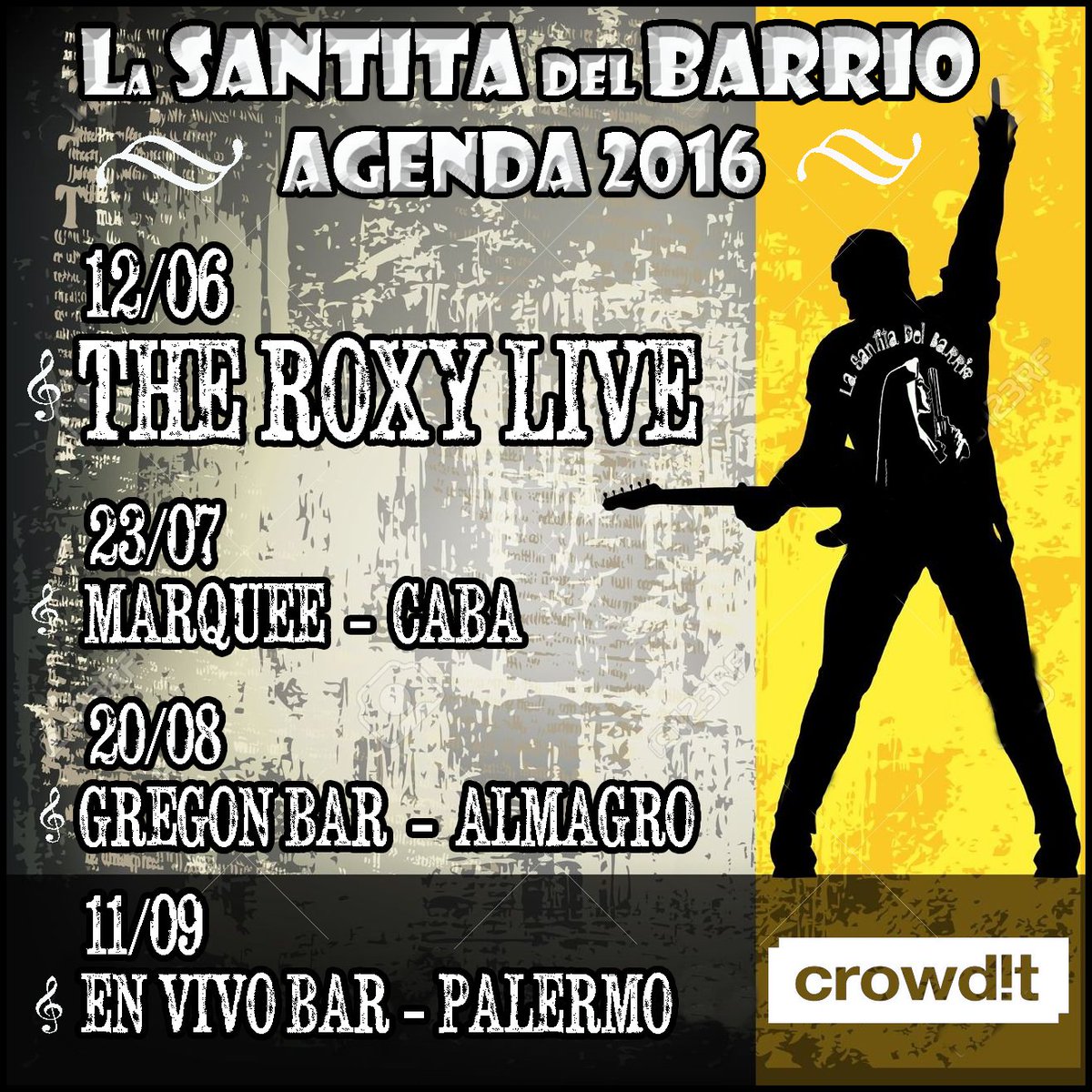 lasantita_rock's tweet photo. Lo Que se Viene Santitos !!!! Esta es la... #Agenda #Rock #2016 #LaSantitaDelBarrio #Crowdit #Roxy #MasRock https://t.co/XqVyaMUCLb