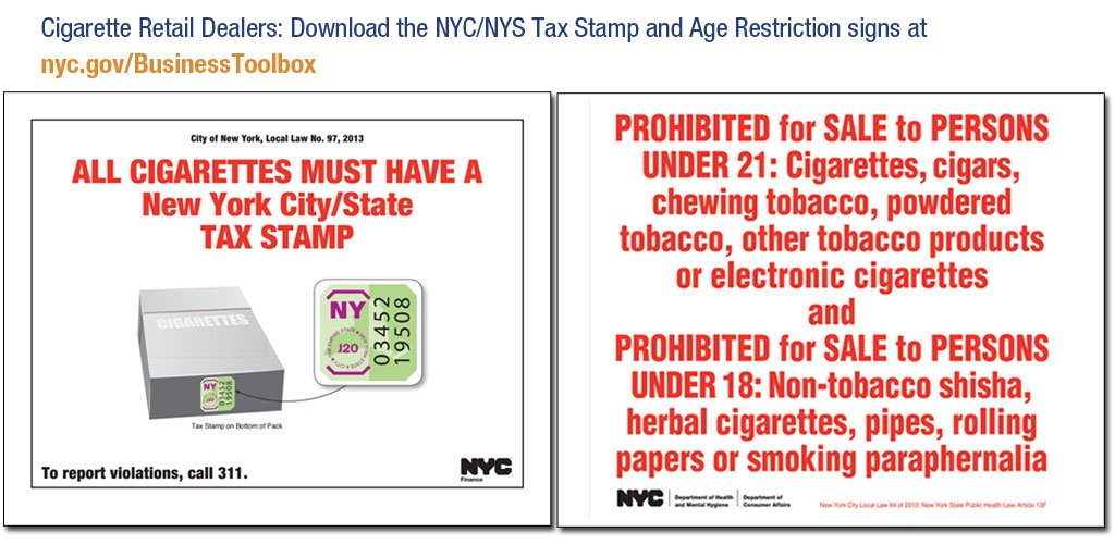 Reminder to NYC Biz: It is ILLEGAL to sell cigarettes, tobacco products &  e-cigarettes to anyone under 21 yrs of age