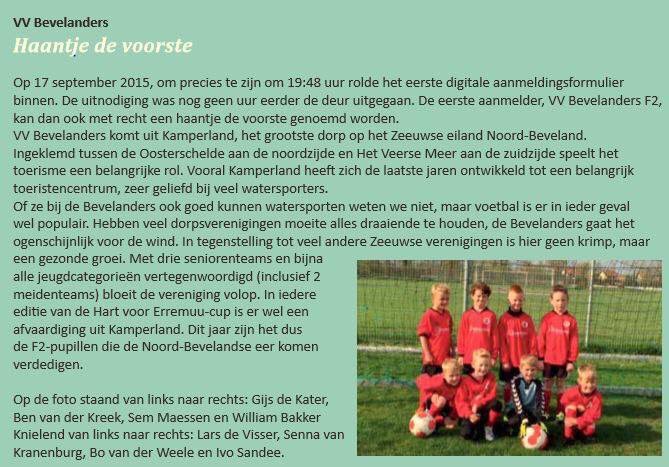Met dank aan de fanatieke trainster van onze F2, een mooi stukje over Bevelanders in de toernooigids <a href="/Erremuucup/">Erremuu-cup</a> ⚽️