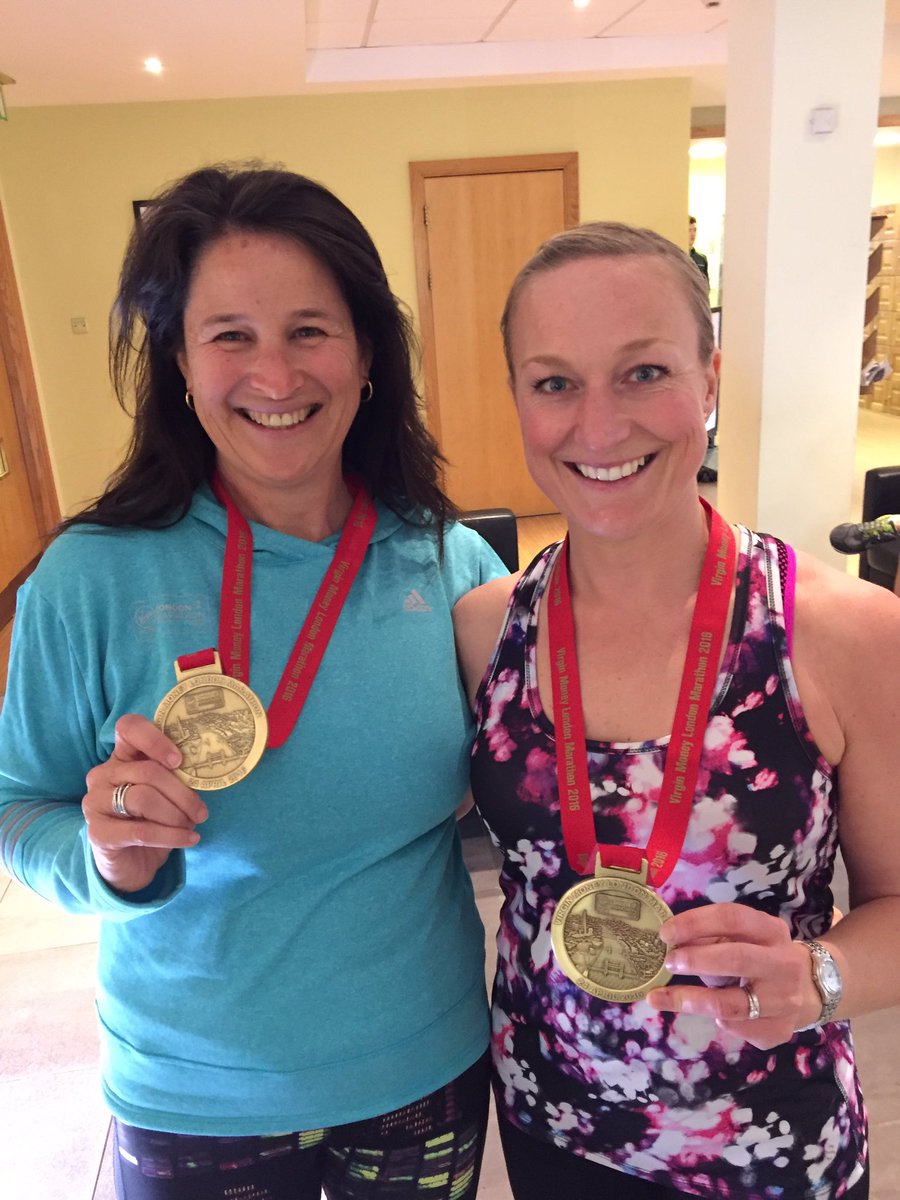 Belated big thanks to awesome Alice <a href="/AMGClinics/">AMG Osteo Clinics</a> two injured gals fixed look what we got <a href="/LondonMarathon/">TCS London Marathon</a> we did it!
