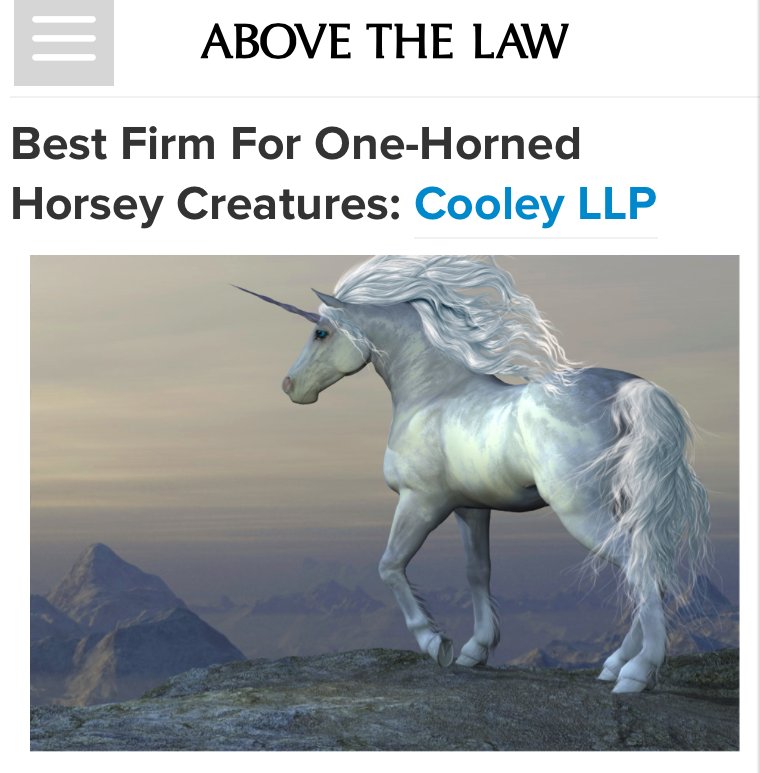 Of all @CooleyLLP’s #1 rankings, 'Best for Unicorns' may have to be my favorite — if just for the image.