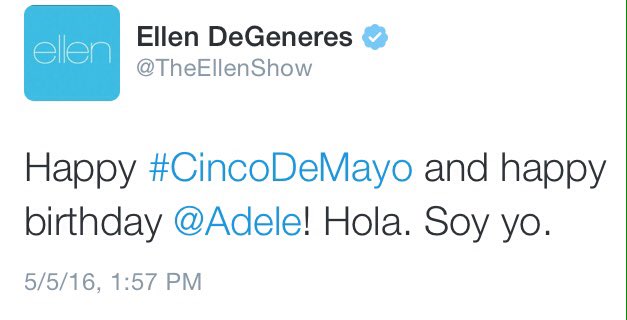 sammylovesAdele's tweet photo. @TheEllenShow tweets about Adele's birthday are always my favourite. πβ€οΈ
#Adellen https://t.co/4pTJ7iz4eY