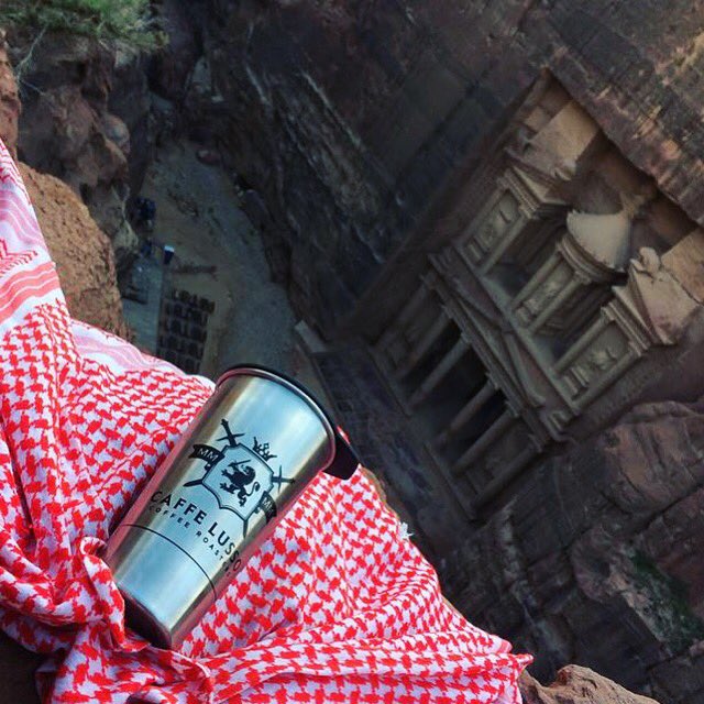 Always fun to see where in the world our coffee is being enjoyed. Here it is in #Petra Jordan. #coffee #travel