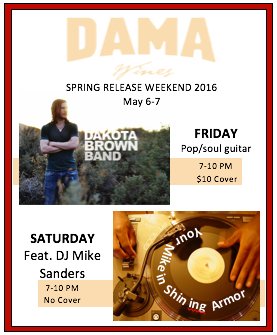 Come celebrate Spring Release with us! You won't want to miss live music with #DakotaBrownBand or DJ  #MikeSanders.