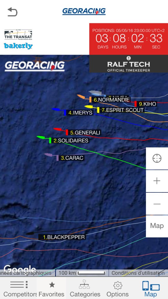 #theTransat Sur son option sud <a href="/ArmelTripon/">Armel Tripon</a> prend la 1ère place des #Class40. <a href="/thibautvauchel/">thibaut vauchel</a> 2e et <a href="/Class40_65/">Louis Duc</a> 3e.
