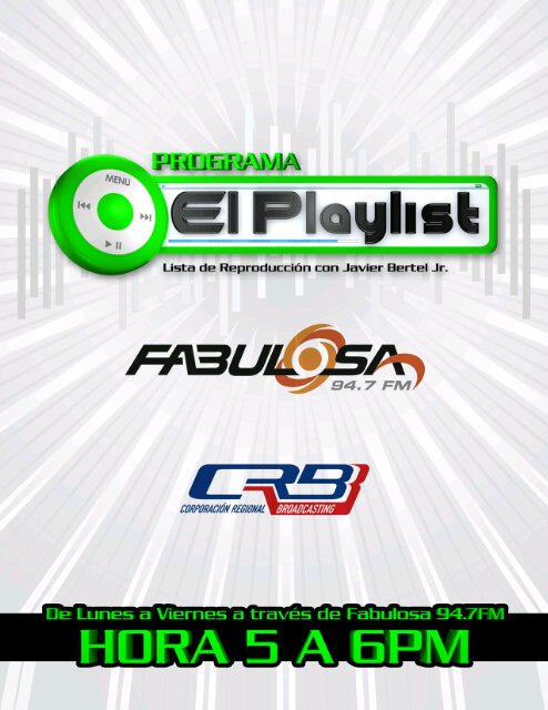 ElPlaylistfm's tweet photo. #AlAire con @JavierBertelS Jr. A travès de nuestra señal matriz @@fabulosa947fm 94.7 https://t.co/1bqNK1hUYj