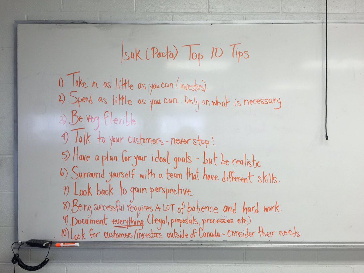 JeddoreGirl's tweet photo. #NSCC IT Entrepreneurial Work Term Top 10 Tips from Isak @getPACTA Thank you for sharing! #startuplife https://t.co/PvjyUVuutQ