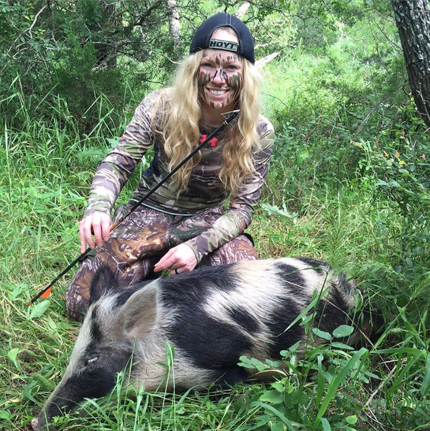 This little piggy didn't make it to market thanks to <a href="/followherarrow/">Jessica Taylor Byers</a>! #TeamAfflictor #hybridbroadhead #bowhunting