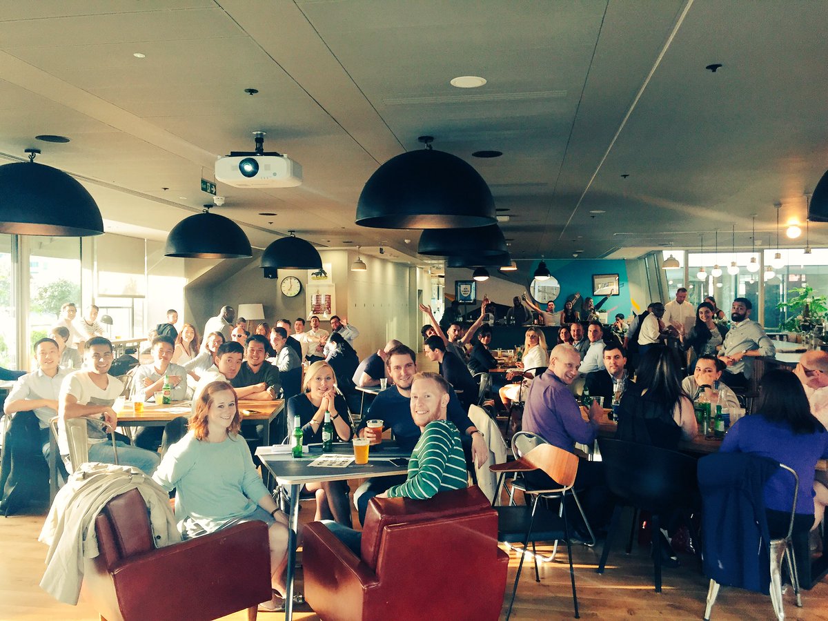 Rosie_Hart's tweet photo. Lovely little turnout for our Pub Quiz hosted by @Jamboapps this evening! #WeWorkMoorgate https://t.co/M43wt6Rdcb