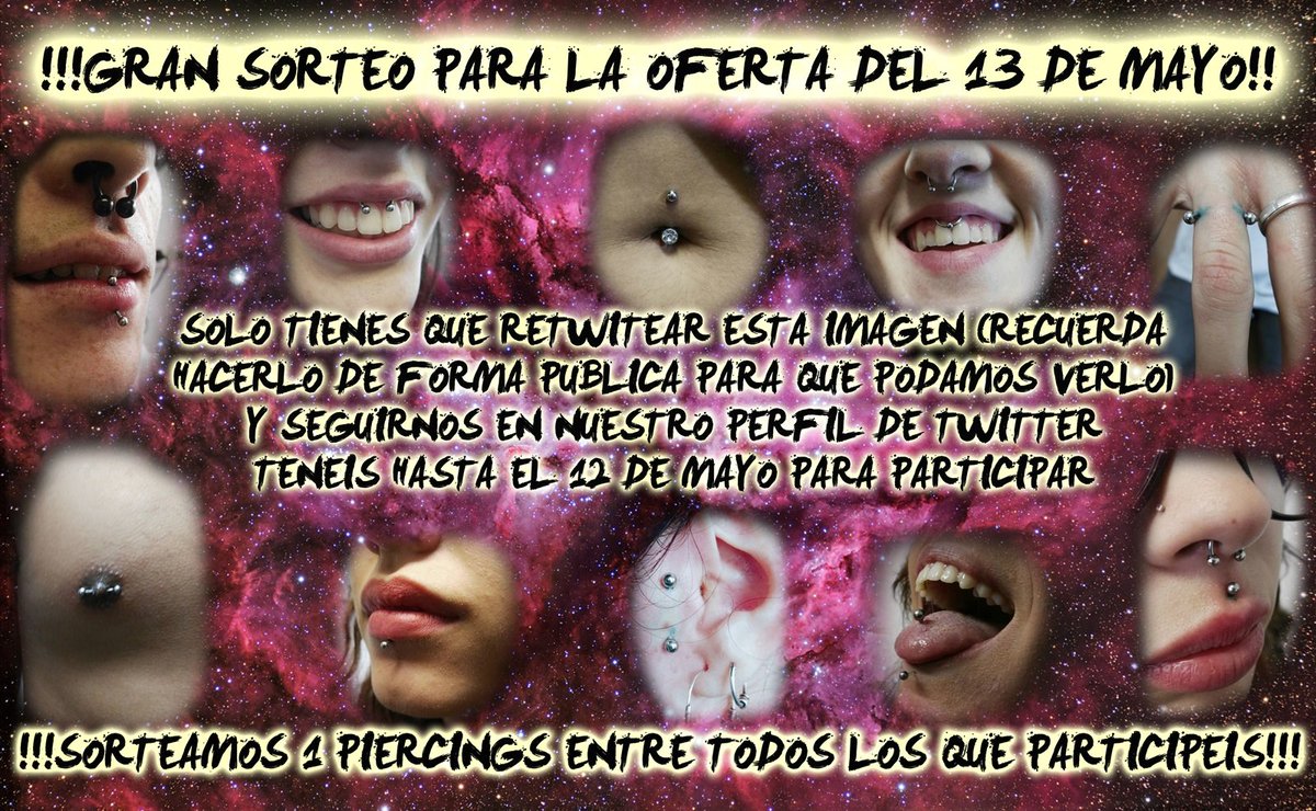 OniricBodyArt's tweet photo. Ya llega!oferta en piercings! Todos a 10 euros!y como siempre sorteamos uno gratis,dos mas en fb e instagram.rtt!! : https://t.co/EKT03pI443