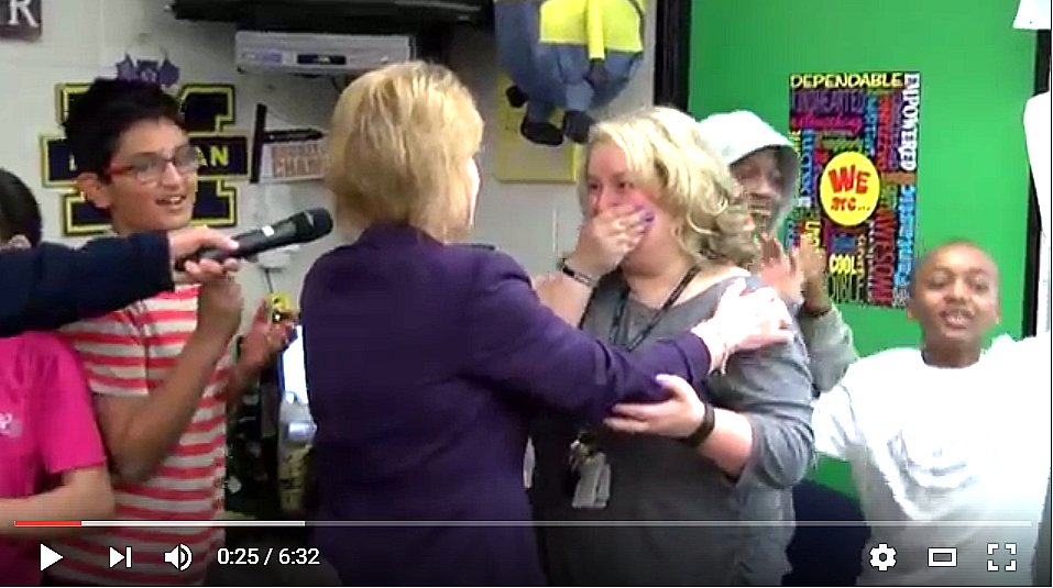 OaklandSchools's tweet photo. SURPRISE Teacher of the Year VIDEO! https://t.co/MMtCMmaHmU #OTOY16 #HappyTears https://t.co/Rh3g0jHE62