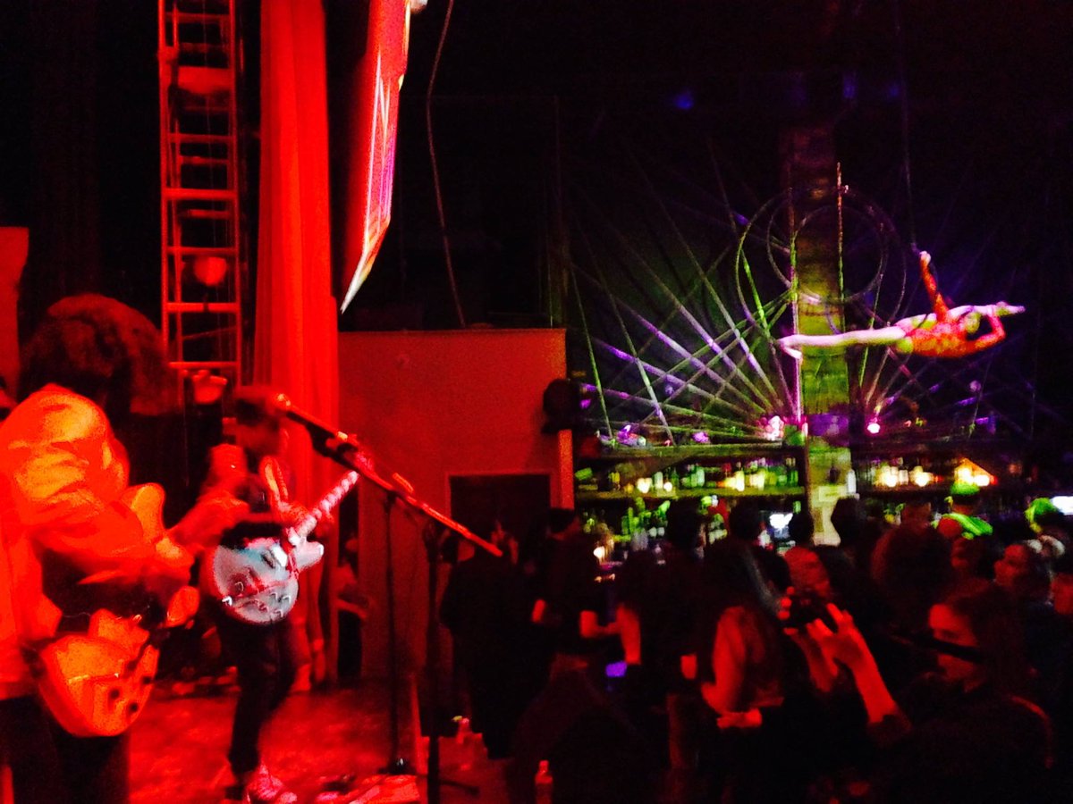 FolkCircus's tweet image. Last night was amazing! Check out @wearetheboobies blazin the stage &amp;amp; beautiful aerialist Roxie Valdez above the bar