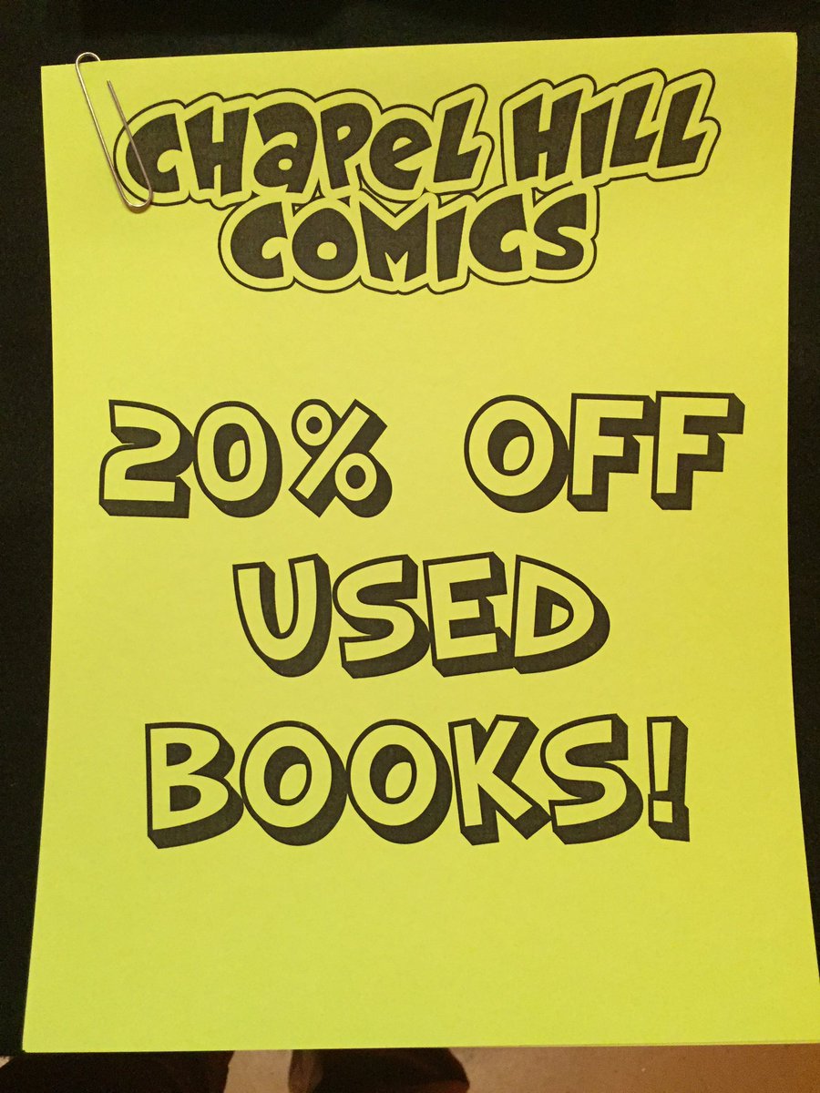 chapelhillcomic's tweet photo. 20% off our already #valuepriced #UsedBooks #FCBD2016 #ChapelHillComics https://t.co/WoxkMrcMYX