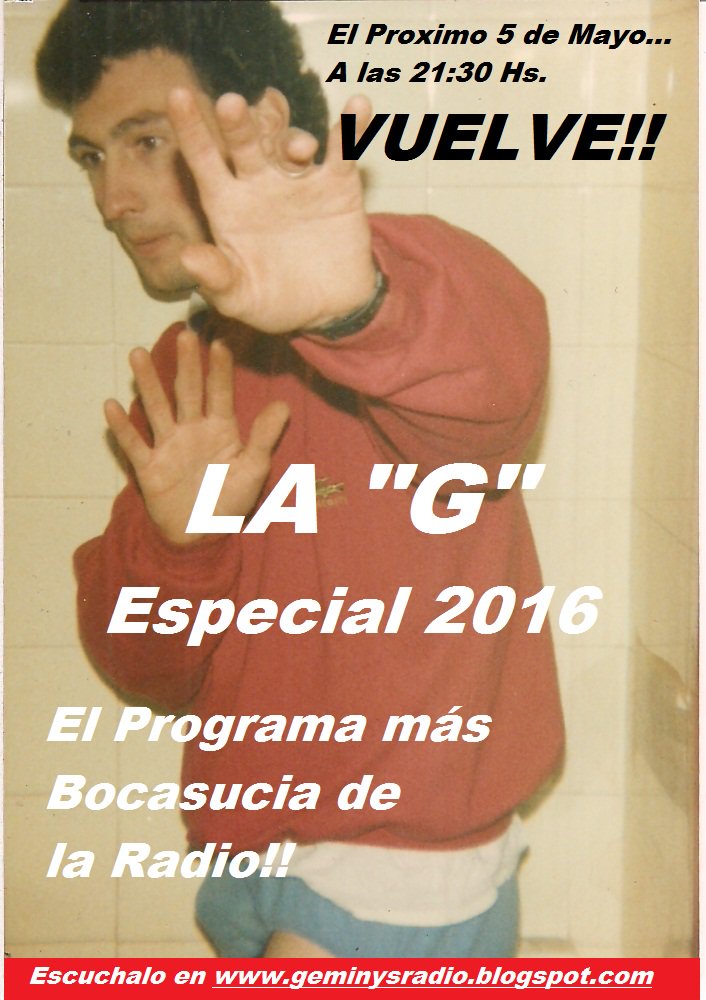 GEMINYSRADIO's tweet photo. HOY 21:30
#LaG2016
TODAS LAS #Palabrotas LLEGAN A
@GEMINYSRADIO https://t.co/wIHie27BmF