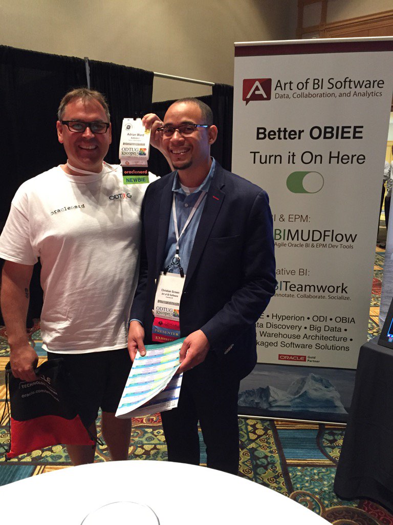 christianscreen's tweet photo. #oraclebi book authors representing at #kscope15 @odtug @Addidici #britishinvasion #kscope16 let's go https://t.co/8SCNBJ4UsF
