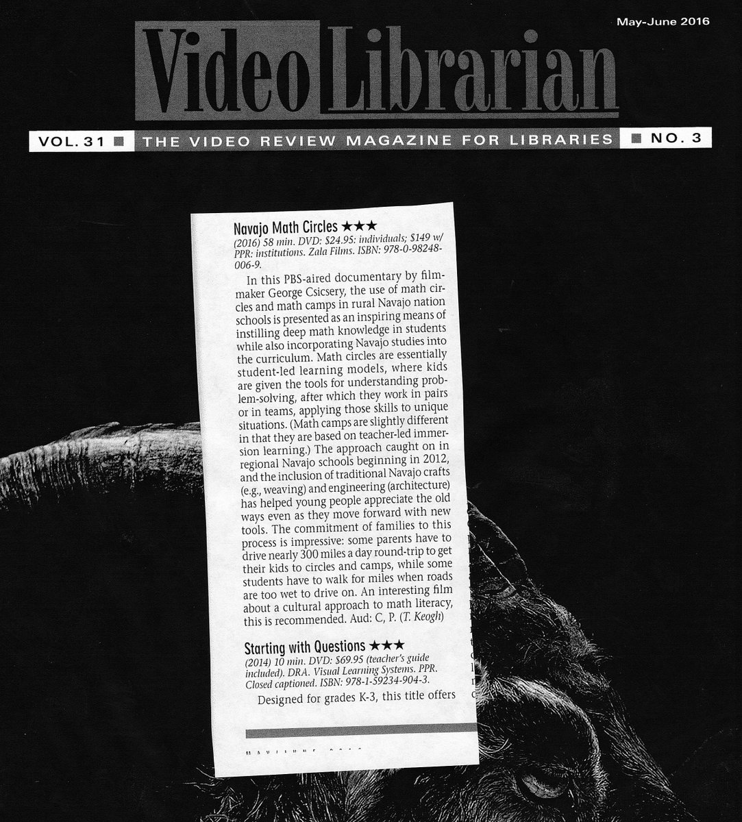 NavajoMathFilm's tweet photo. 3-star review from the #VideoLibrarian! "An interesting film about a cultural approach to math literacy." #mathfilm https://t.co/Hk66TQsekN