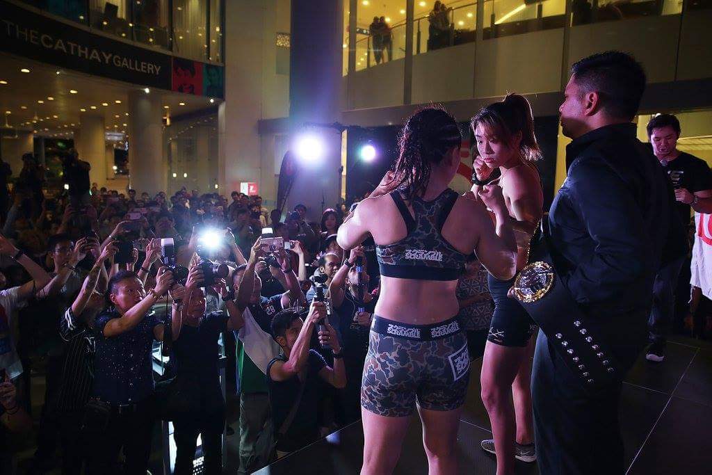 ONEChampionship's tweet photo. TONIGHT: The stage is set for the BIGGEST female fight in Asian history! Watch Live on Fox Sports or #ONEPPV. https://t.co/Ov6PqihcBN