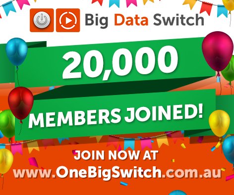 OneBigSwitchAU's tweet image. YES! The #BigDataSwitch Campaign has reached 20,000 households! Join @ onebigswitch.com.au to SAVE on your #data